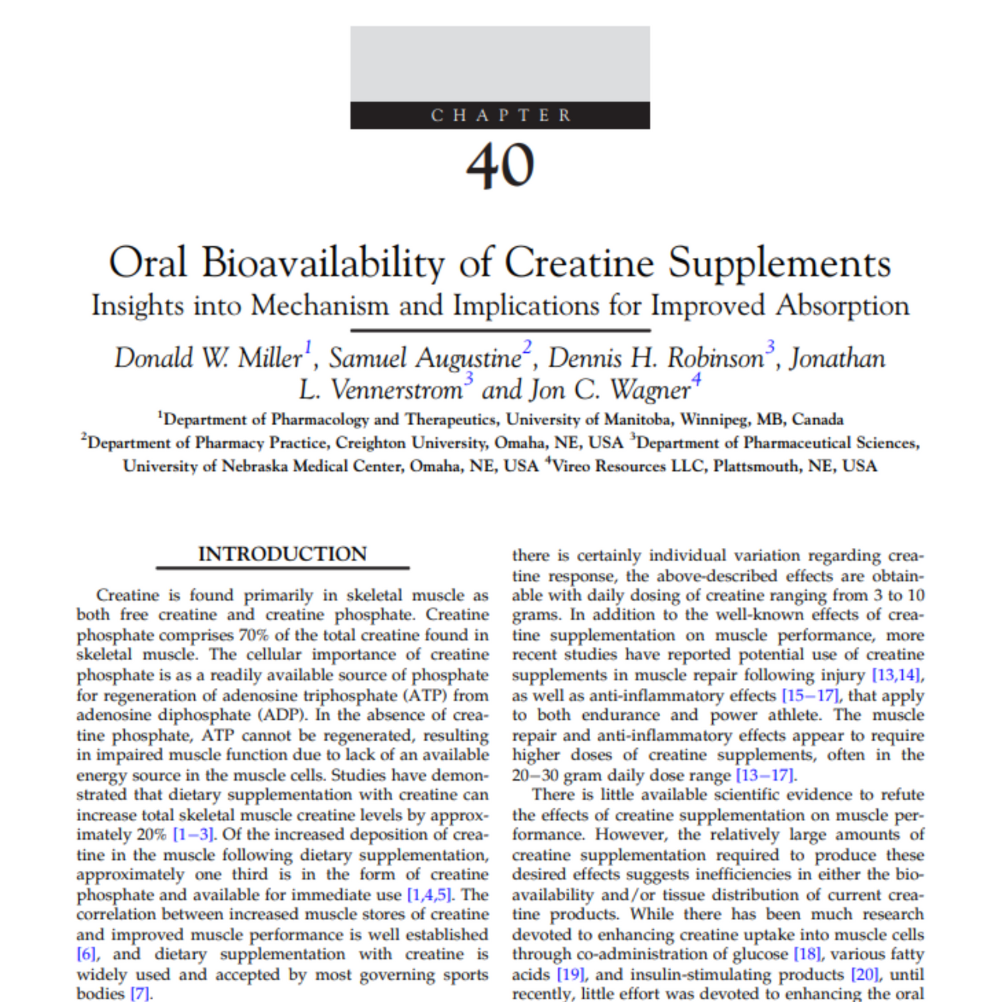 ORAL BIOAVAILABILITY OF CREATINE SUPPLEMENTS: INSIGHTS INTO MECHANISM AND IMPLICATIONS FOR IMPROVED ABSORPTION