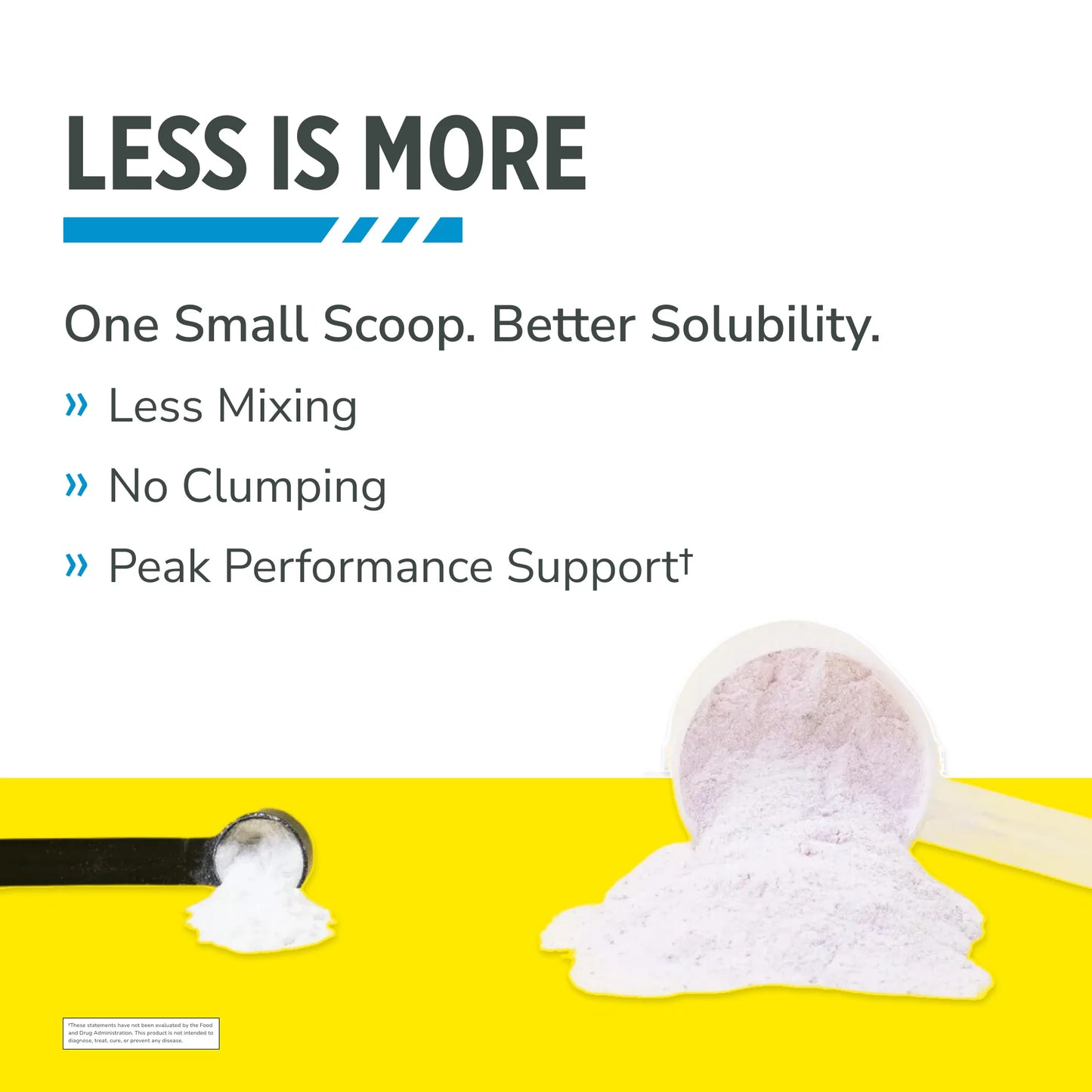
                  
                    CON-CRĒT Creatine HCl advertisement with text 'LESS IS MORE' and a scoop of powder on a yellow background.
                  
                