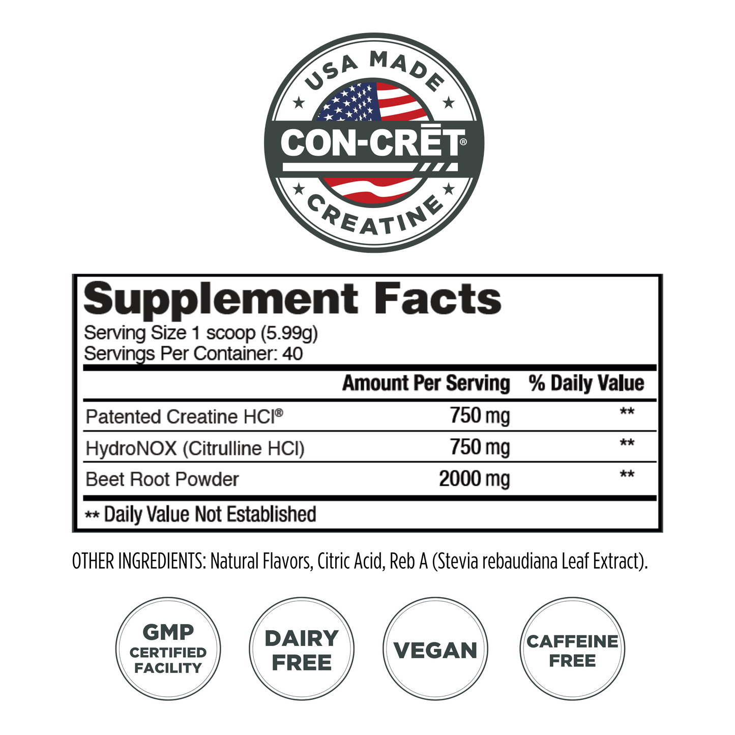 
                  
                    CON-CRĒT®+ NITRIC OXIDE with Patented Creatine HCl & Organic Beet Root Extract - CON-CRET Patented Creatine HCl
                  
                