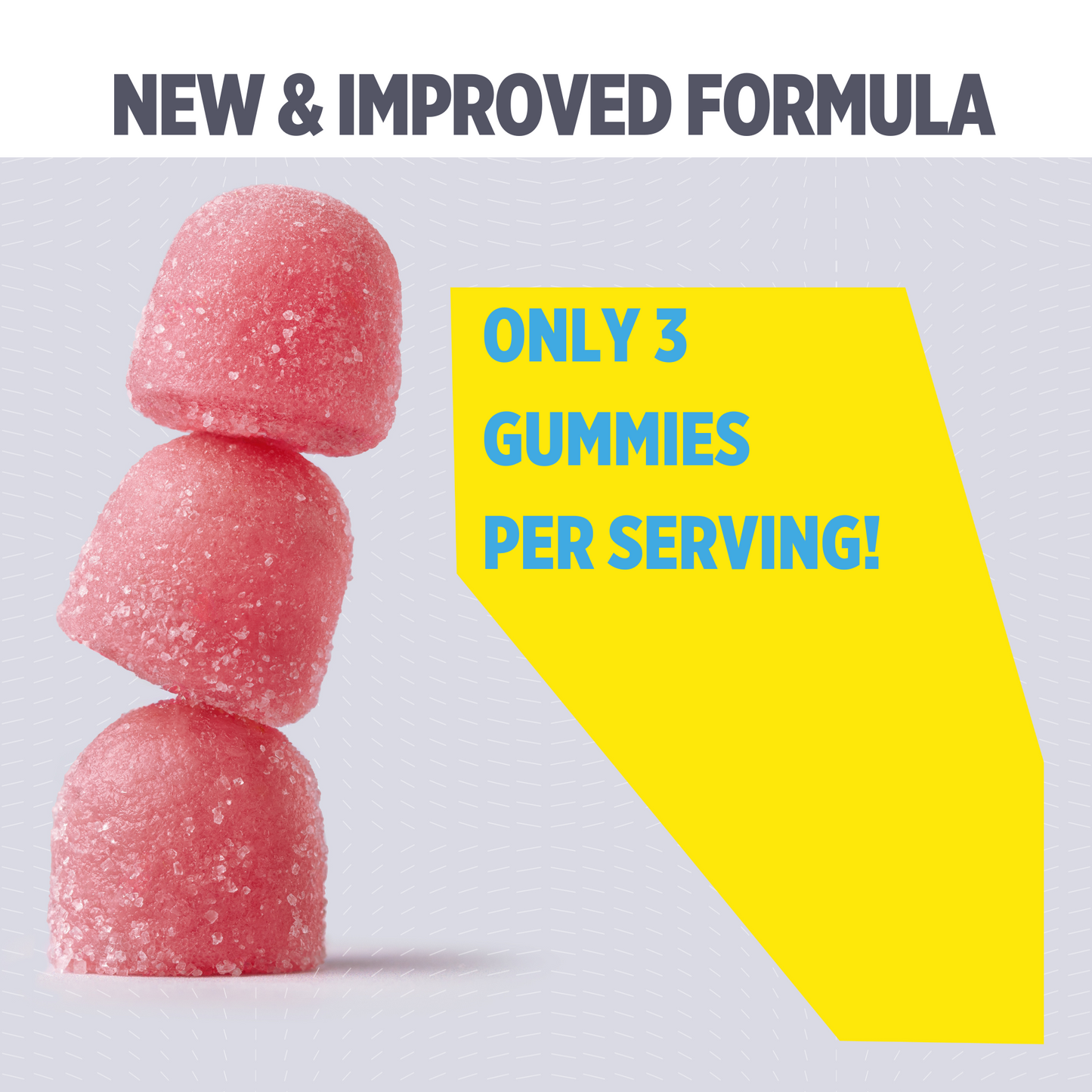 
                  
                    Stacked pink CON-CRET Creatine Gummies, showing new and improved formula with only 3 gummies per serving for optimal creatine intake.
                  
                